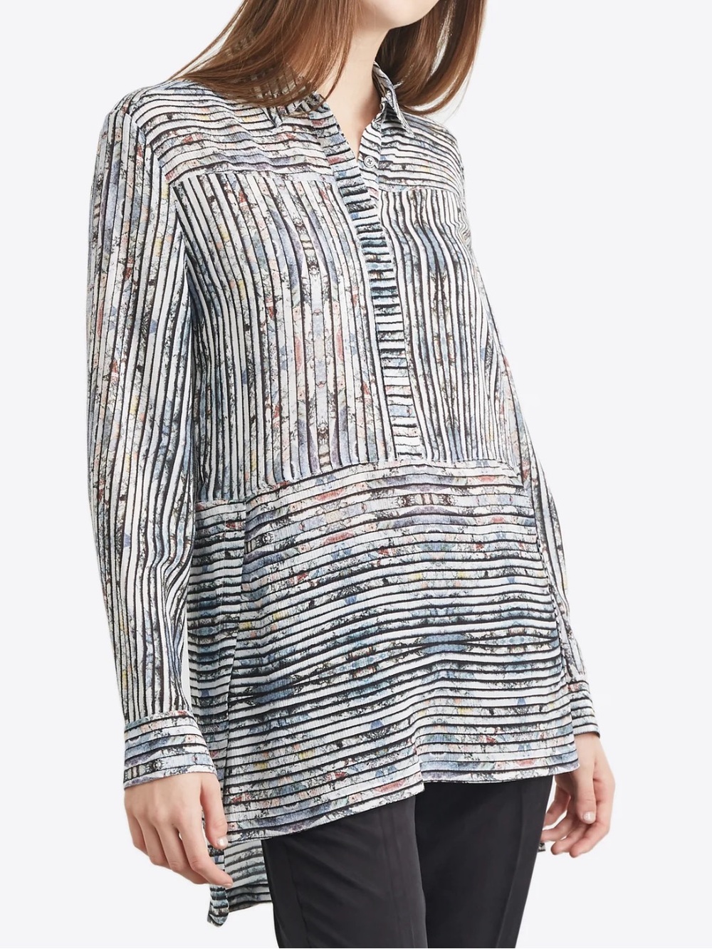 Quinn Printed Silk Tunic in Stone Print Size M